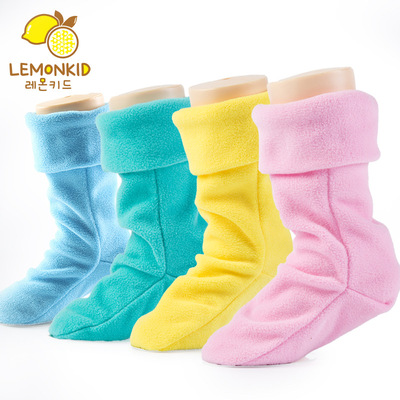 lemonkid儿童雨鞋加厚加绒内胆 纯色可拆卸宝宝水鞋套保暖透气