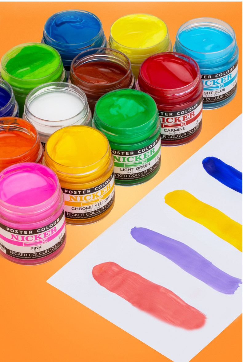 nicker宫崎骏不透明水彩水粉广告颜料瓶装40ml霓嘉广告画画颜料