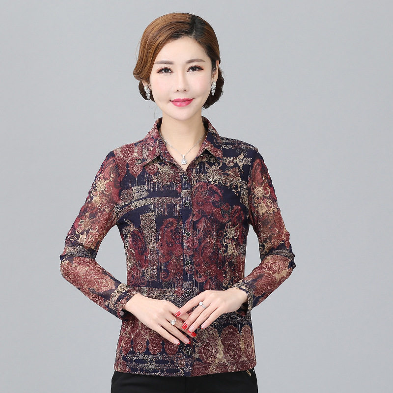竹语声中老年女装衬衫洋气妈妈装