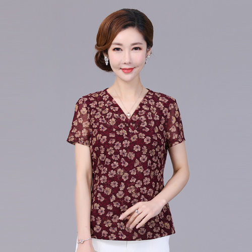 台湾网纱上衣短袖T恤妈妈小衫女