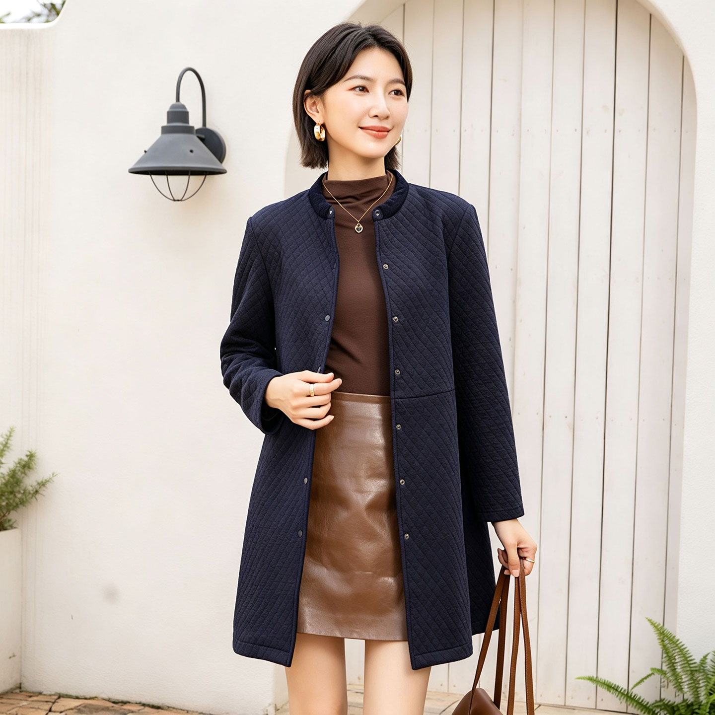 中老年秋装加厚中长款风衣女开衫