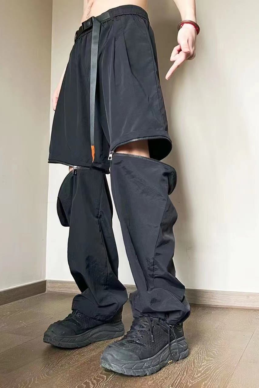 抖音品质2024春季伞兵裤假两件可拆卸宽松休闲裤子A155-K200-TP30,男装休闲裤,电商A155