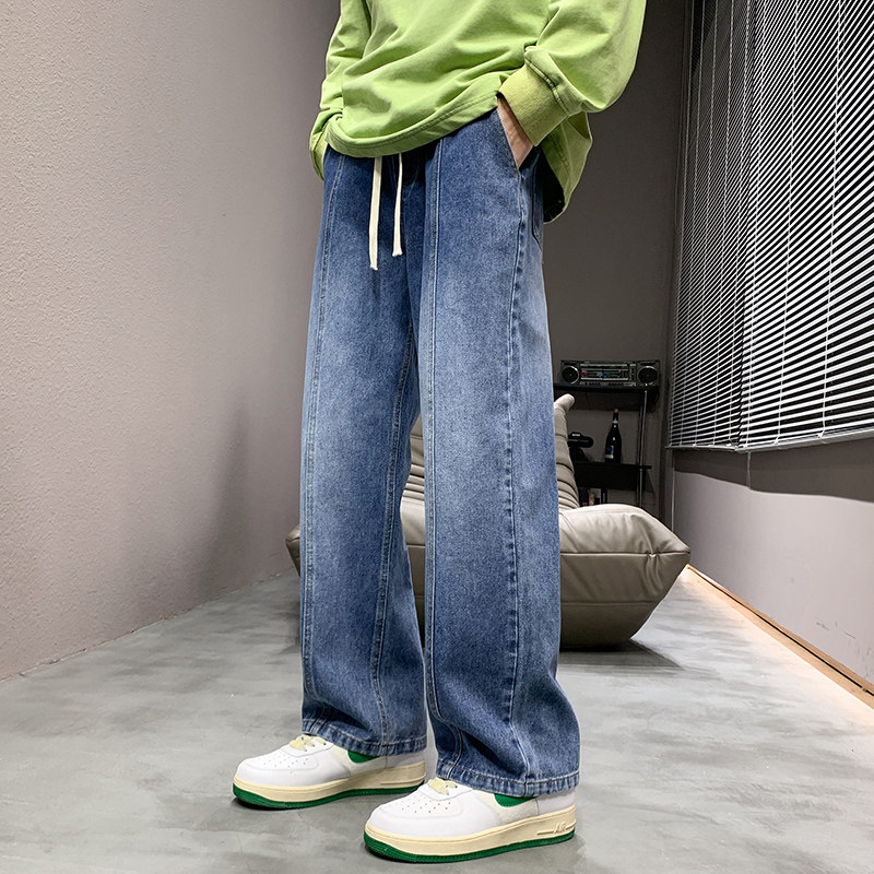 牛仔裤男宽松直筒休闲长裤潮牌大码休闲裤子潮简约A155-QK02-TP47,男装牛仔裤,电商A155