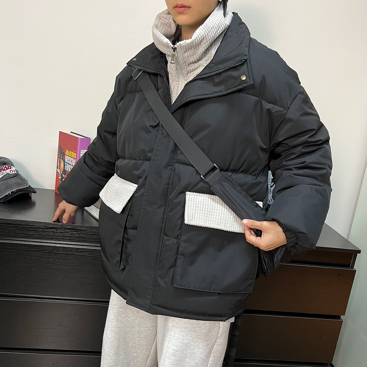 2024冬季假两件棉服港风休闲宽松潮流外套情侣棉衣A155-MM21-TP50图片