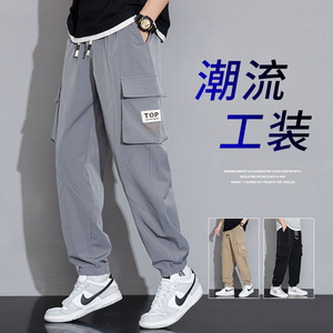 2024春季青少年工装裤宽松大码束脚裤男休闲长裤潮A155-TK07-TP43图片