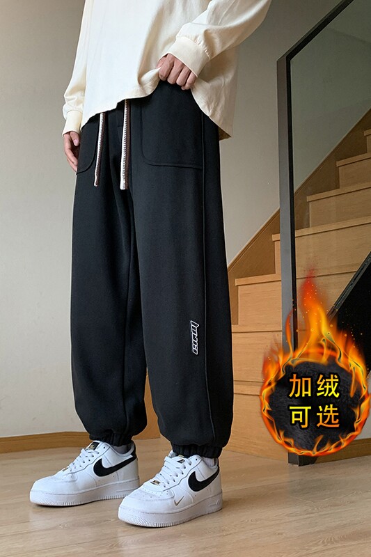 冬季新款加绒加厚大码休闲卫裤德绒潮流休闲裤子A110-JYFK01-TP58,男装休闲裤,电商A155