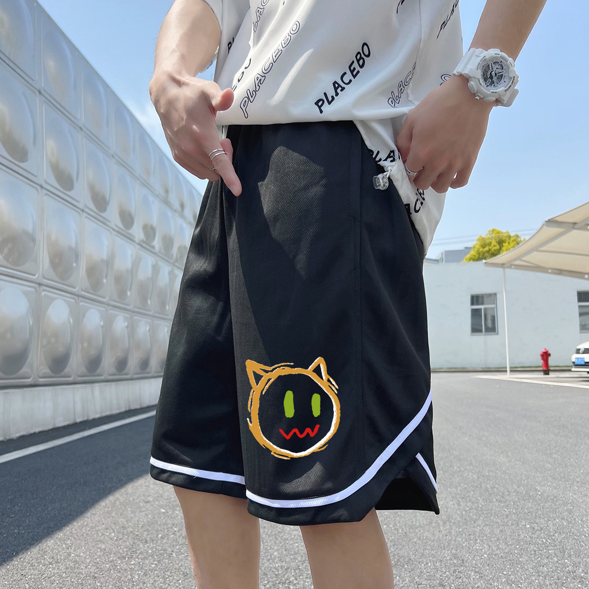 2024夏季冰丝短裤男士五分裤宽松大码港风休闲速干A155-K2213-P25,男装休闲裤,电商A155