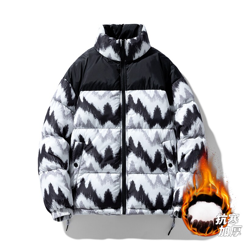 冬季雪山图案绣花立领棉衣情侣款加厚男棉衣A155-JKM01-TP80,男装棉衣,电商A155
