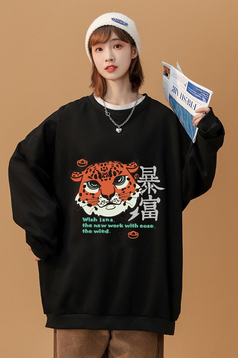 2023秋青少年卫衣宽松大码圆领休闲外套潮流打底衫A110-WY203-P30,女装卫衣/绒衫,电商A155