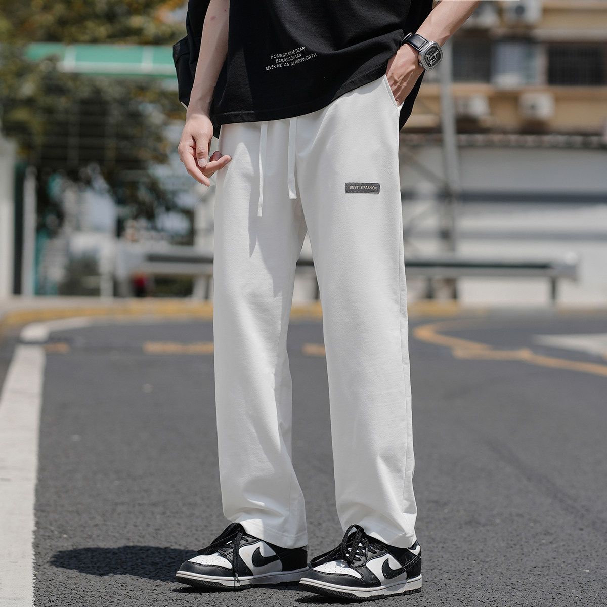 2024夏季新款男士长裤高街潮男透气轻便运动裤子A155-K23062-TP40,男装休闲裤,电商A155
