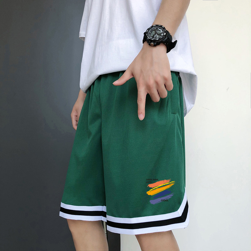 2024年夏冰丝速干运动裤港风潮男色带印花直筒短裤A155-K805-P25,男装休闲裤,电商A155