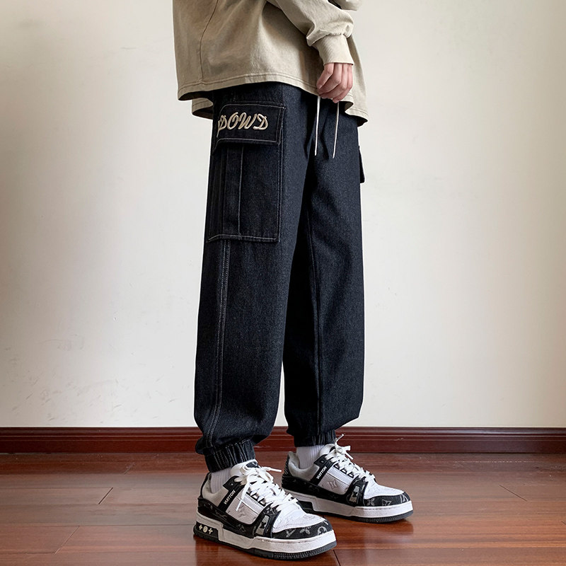 男士工装牛仔裤青少年运动休闲裤潮流宽松束脚裤A155-DDK22-TP56,男装牛仔裤,电商A155