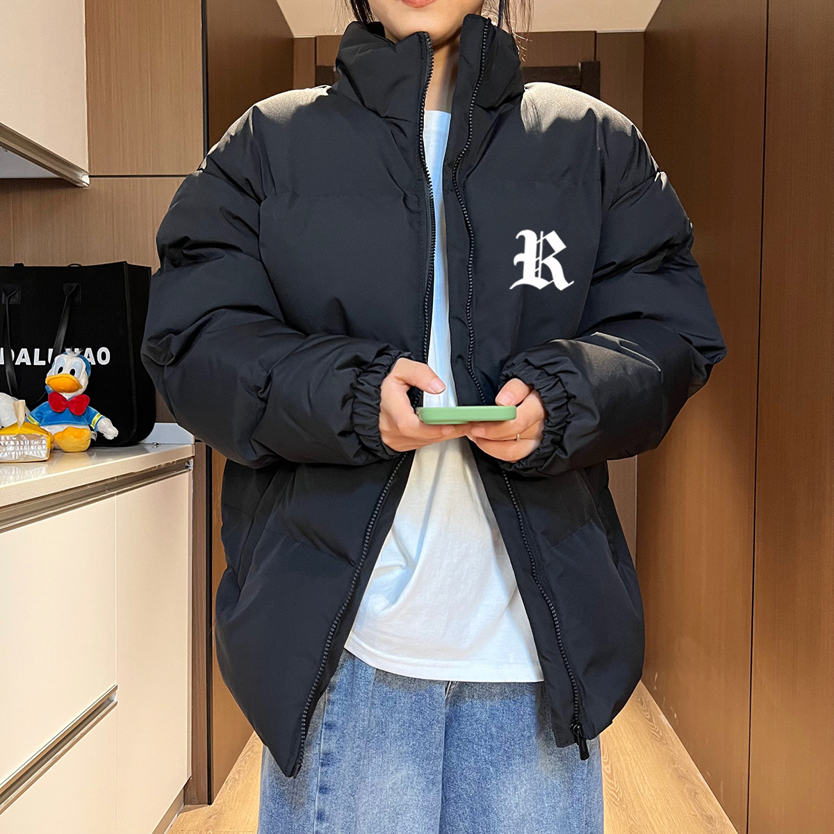 2024秋冬棉服男宽松大码休闲潮流情侣棉衣外套简约A155-MM08-TP48,男装棉衣,电商A155