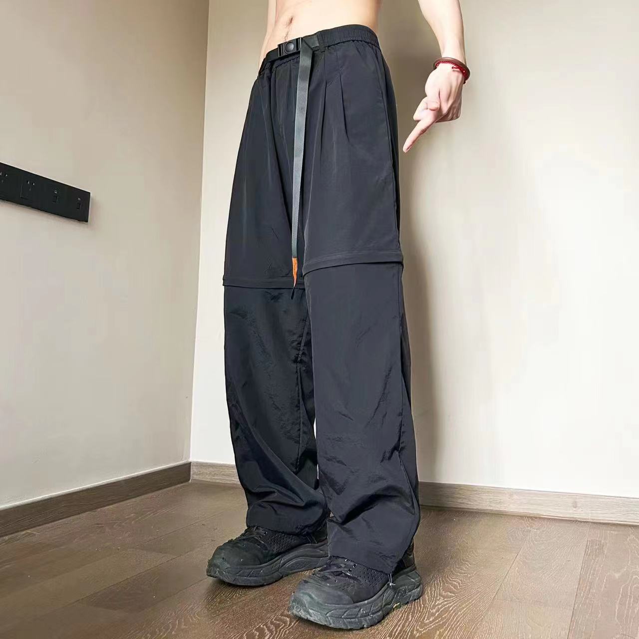 抖音品质2024春季伞兵裤假两件可拆卸宽松休闲裤子A155-K200-TP30,男装休闲裤,电商A155
