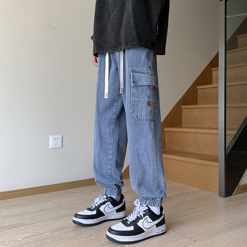 男士工装牛仔裤青少年运动休闲裤潮流宽松束脚裤A155-DDK23-TP56,男装休闲裤,电商A155