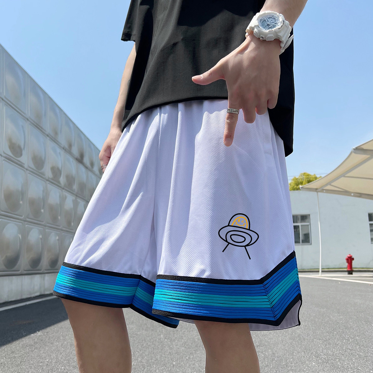 2024夏季冰丝短裤男士五分裤宽松大码港风休闲速干A155-K2308-P25,男装休闲裤,电商A155