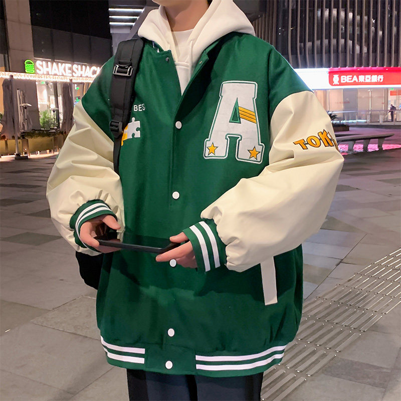 2024秋青少年夹克宽松大码港风休闲外套男棒球服 A155-MJK52-TP75图片