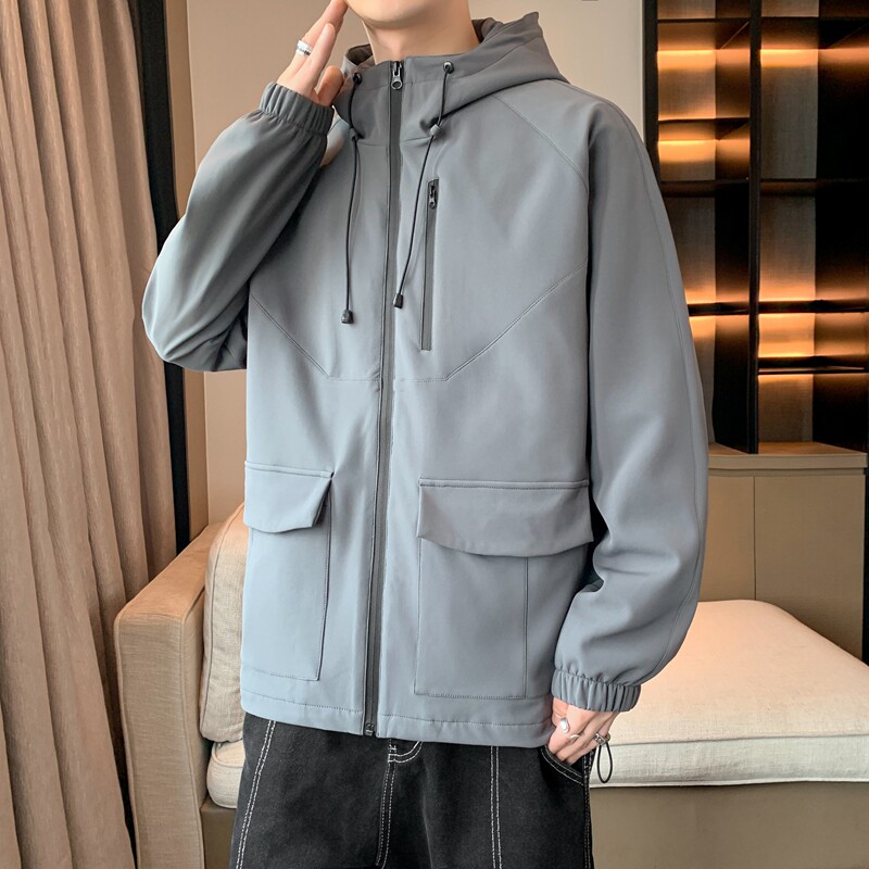 外套男2024秋季新款情侣夹克连帽运动拉链外套潮A155-MJK90-TP70,男装夹克,电商A155