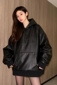 美式复古皮衣外套秋季高级感街头机车风PU皮夹克A155-PY01-TP60图片