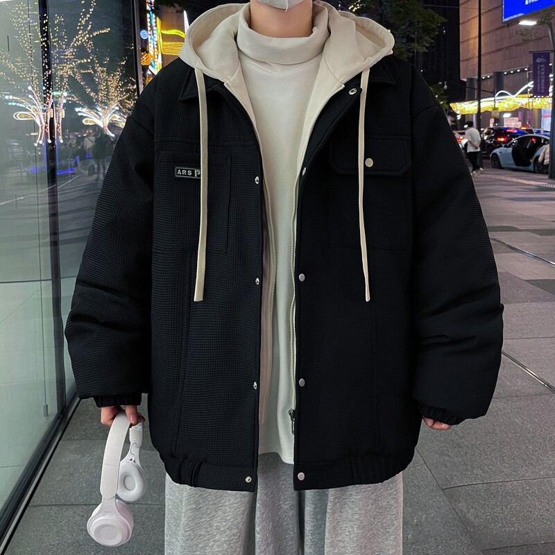 NASA联名白鸭绒羽绒服男连帽假两件羽绒外套潮A155-BBYR07-TP195,男装羽绒服,电商A155
