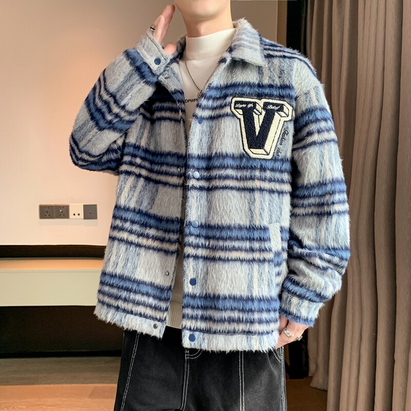 外套男2024年秋季新款格子夹克宽松港风休闲外套A155-MJK89-TP92图片