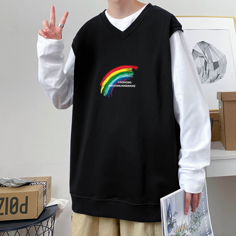 Spring and summer 2021 New Youth vest loose large casual V-neck vest