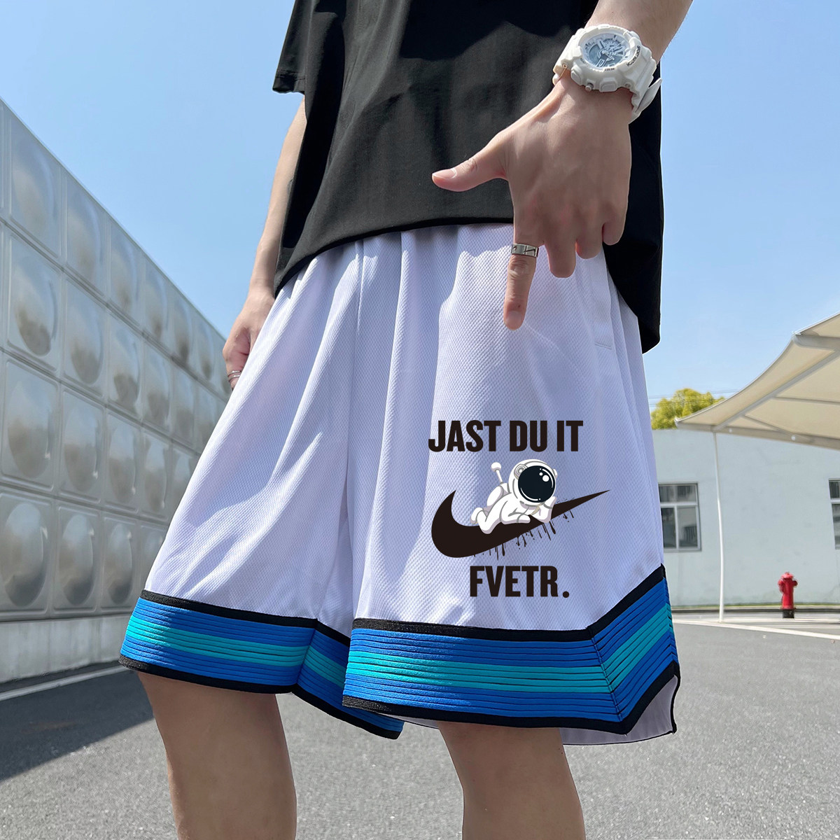 2024夏季冰丝短裤男士五分裤宽松大码港风休闲速干A155-K2302-P25,男装休闲裤,电商A155