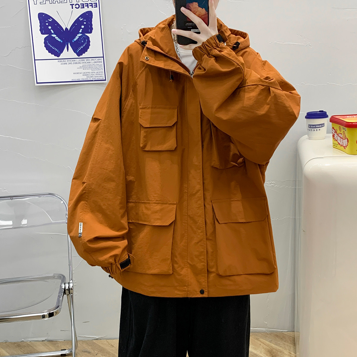 2024秋季夹克男港风大码潮流休闲外套青年棒球服A155-JK2207-P120,男装夹克,电商A155