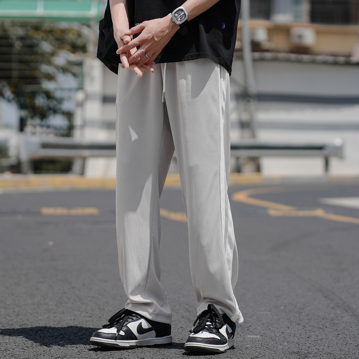 2024夏季新款男士长裤高街潮男透气轻便运动裤子A155-K23066-TP33,男装休闲裤,电商A155