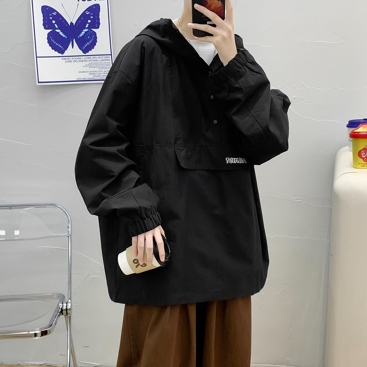 2024秋青少年上衣宽松大码套头休闲外套潮流夹克A155-JK2204-P95,男装夹克,电商A155