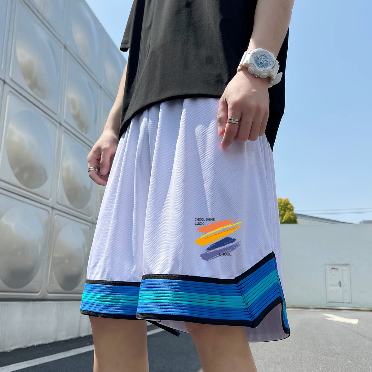2024夏季冰丝短裤男士五分裤宽松大码港风休闲速干A155-K2317-P25,男装休闲裤,电商A155
