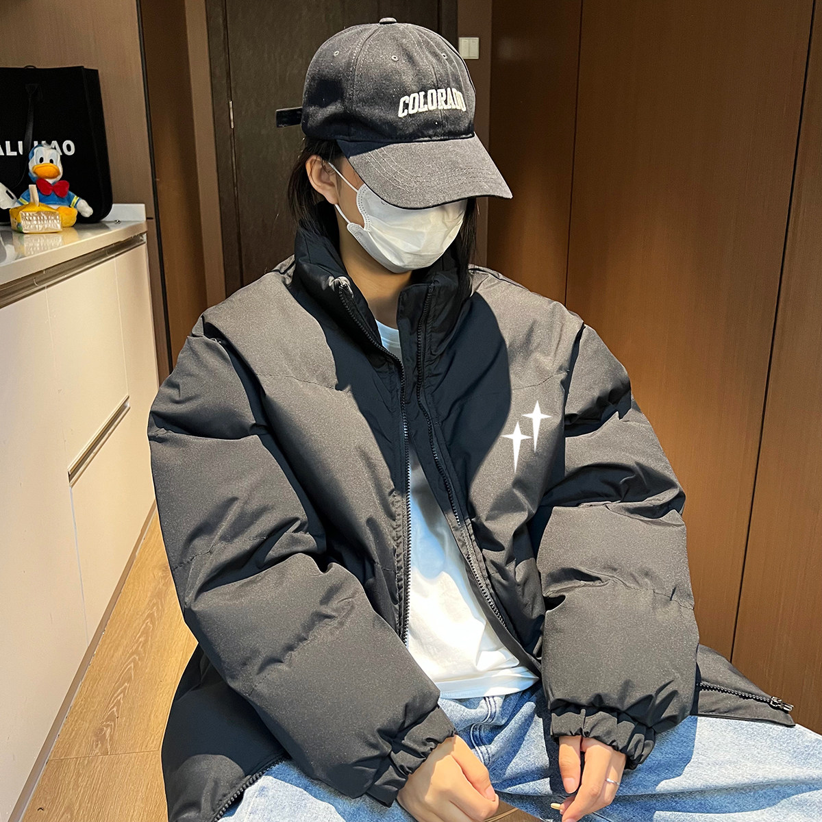 2024秋冬情侣款棉衣宽松大码港风休闲棉服男外套潮A155-MM07-TP48图片