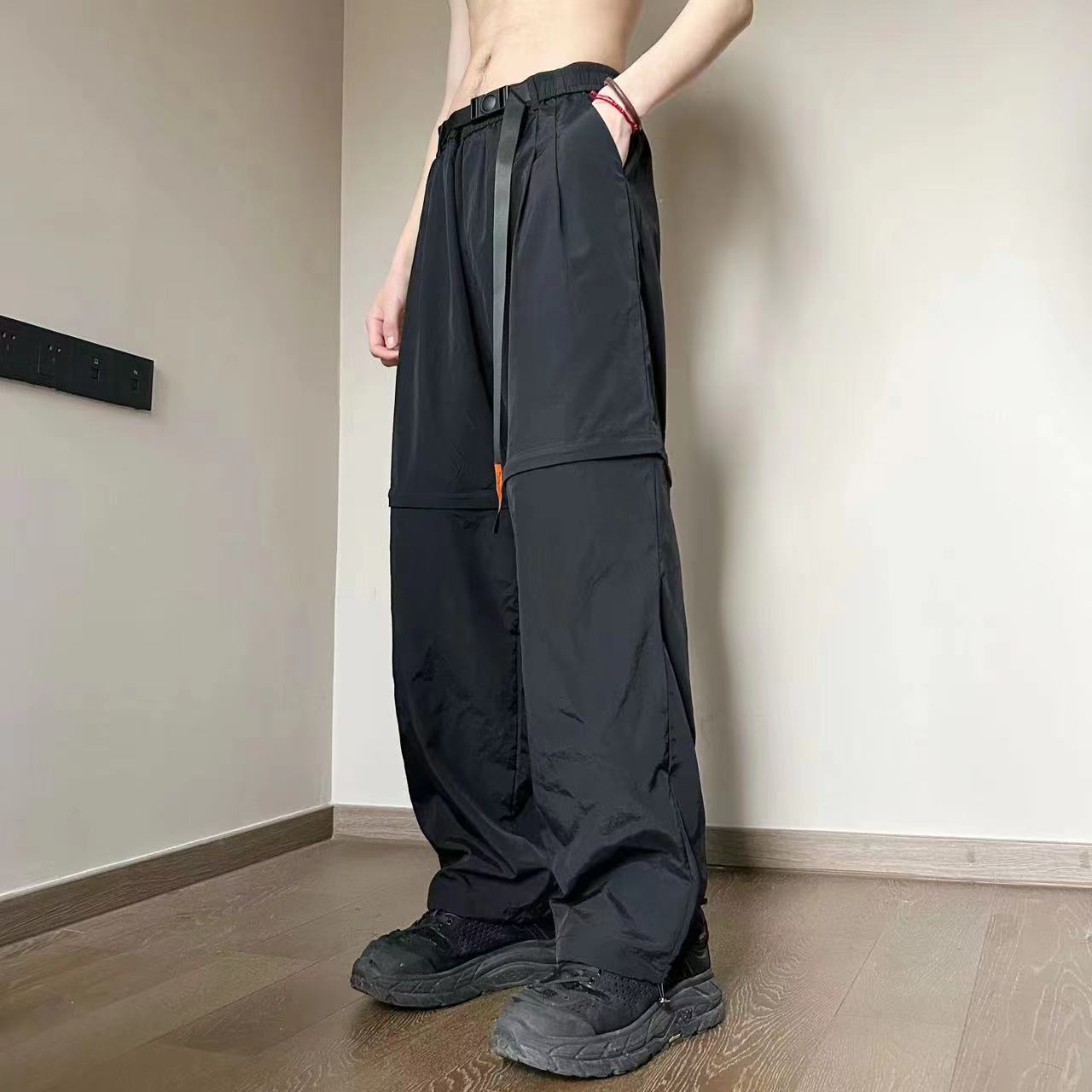 抖音品质2024春季伞兵裤假两件可拆卸宽松休闲裤子A155-K200-TP30,男装休闲裤,电商A155