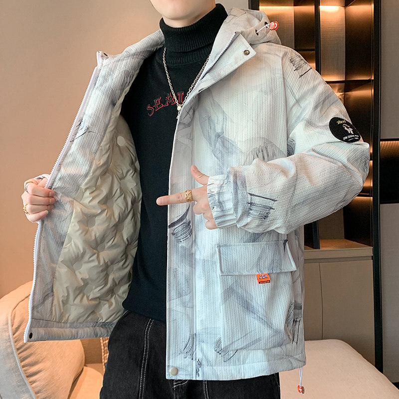 NASA联名90白鸭绒羽绒服男90绒提花羽绒外套潮A155-BBYR02-TP207，男装羽绒服，电商A155