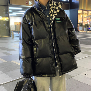 冬季拼接立领PU皮棉衣外套男棉衣男士保暖棉服男A155-JDM01-TP105图片