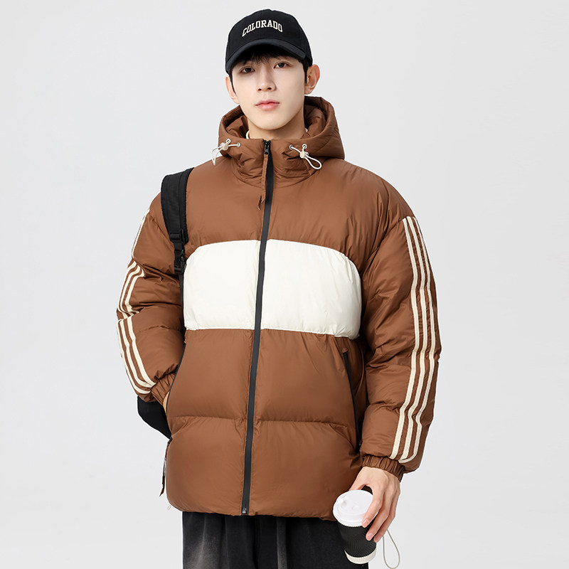 拼接撞色羽绒棉服男石墨烯连帽面包服情侣棉服A155-BBM10-TP110,男装棉衣,电商A155