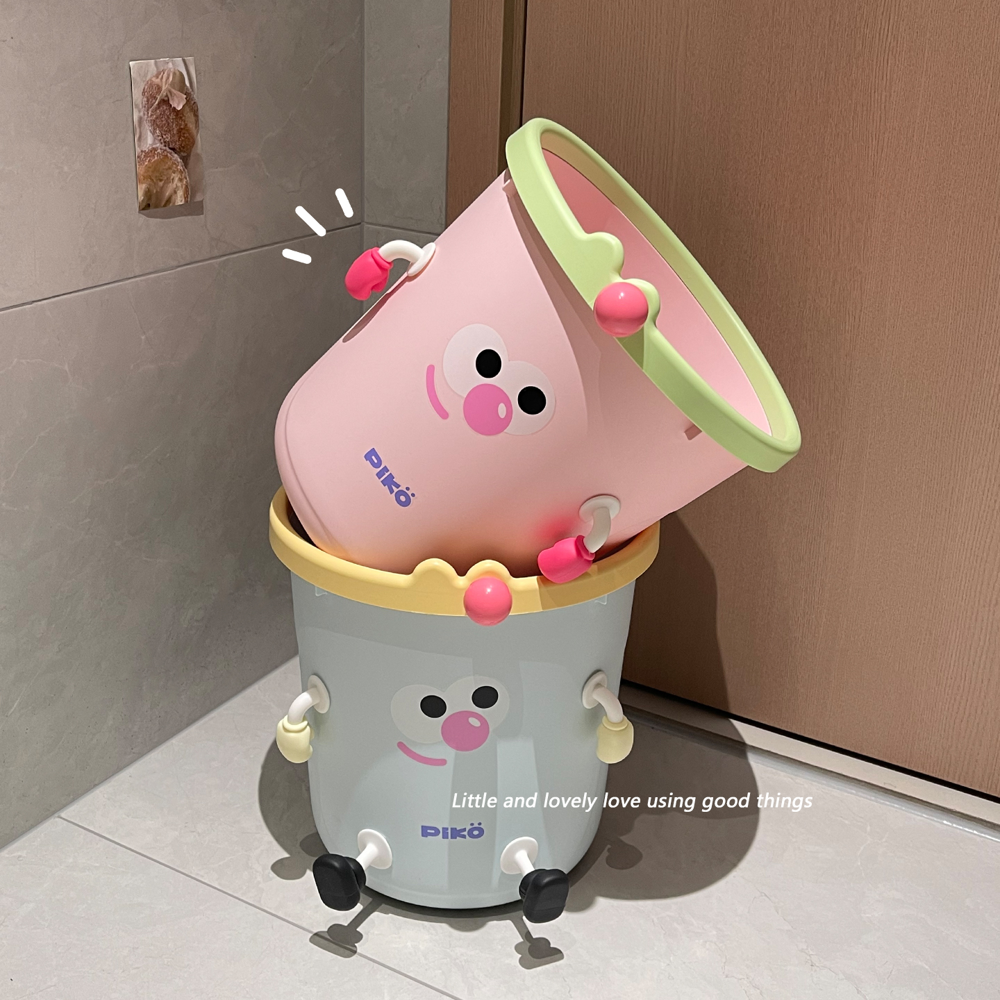 可爱垃圾桶大眼怪家用宿舍卧室无盖2025新款大号儿童房卡通高颜值