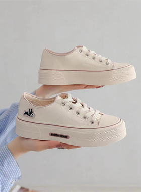 冰洁女鞋2025秋季新款真皮圆头系带平底休闲板鞋运动鞋女31013-19