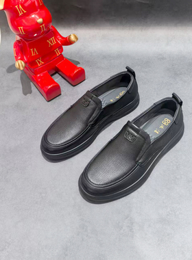 冰洁男鞋2025秋季新款真皮羊皮圆头软底防滑一脚蹬休闲皮鞋730023