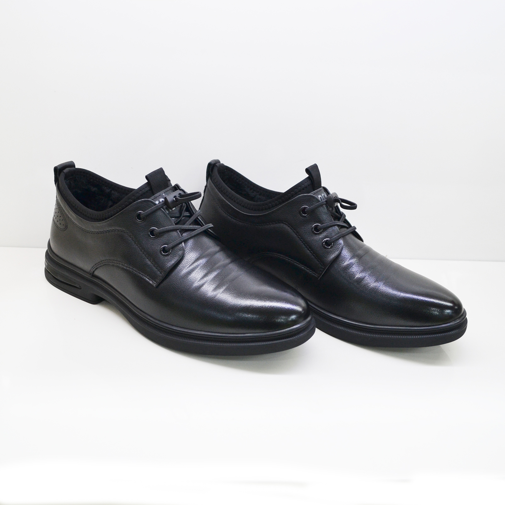 冰洁牛皮正装加绒商务皮棉鞋男