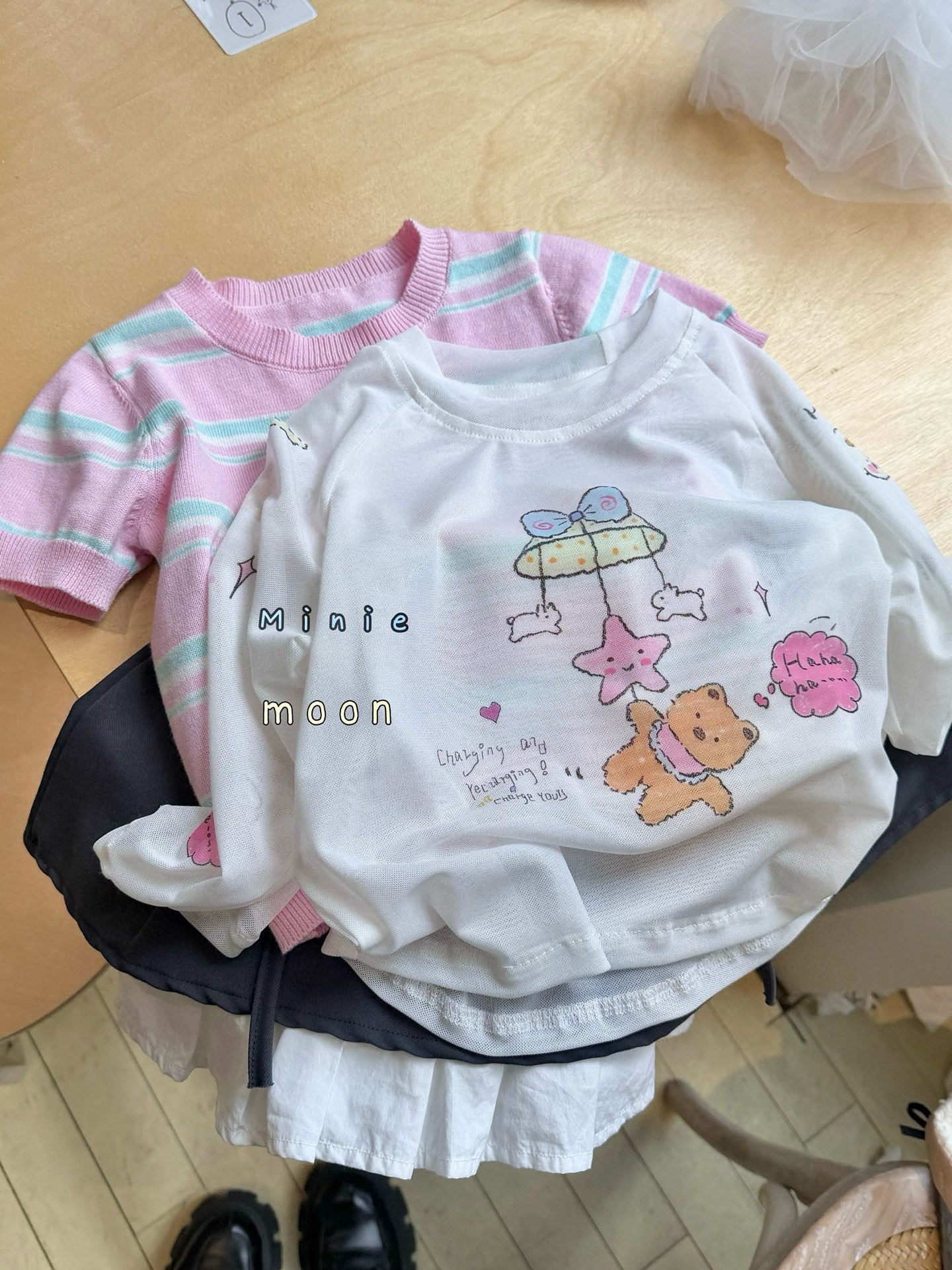 2026新款mini小月亮夏季女童卡通短袖T恤儿童洋气休闲裤两件套,童装/婴儿装/亲子装,套装,淘宝优惠券,粉丝福利购,淘宝优惠卷
