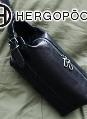 日本正品代购 HERGOPOCH日本制男士手包男款手抓牛皮包斜挎手提包