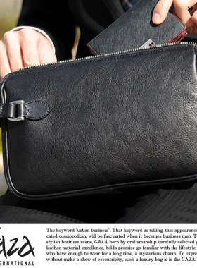 日本代购 GAZA 青木鞄 日本制牛皮商务手挽包 通勤男士真皮手拿包