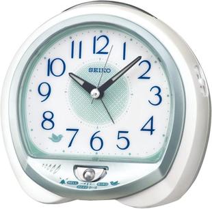 日本精工SEIKO静音扫描儿童房可爱个性创意床头鸟鸣学生夜光闹钟