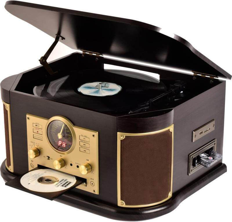 yamazen黑胶唱片机/扬声音响 u盘sd卡cd磁带am/aux连接mrp-m100cr