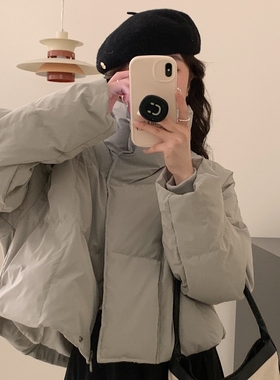 短款立领加厚高级感羽绒服女2024年冬季新款保暖小个子面包服外套