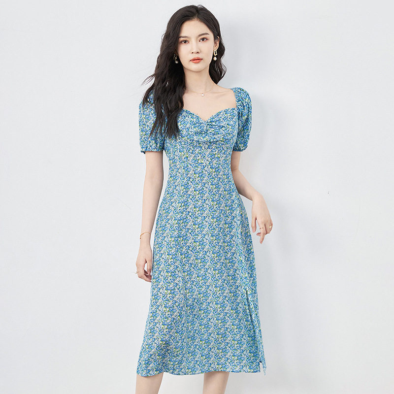 2417605-深圳南油法式气质浪漫小女人真丝印花双绉连衣裙子女装夏