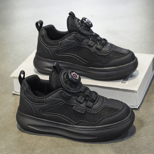 CEO ABC童鞋男童女童黑色旋转纽扣运动鞋春秋新款网面透气儿童鞋