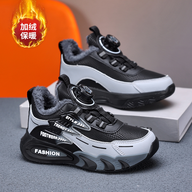 CEO ABC童鞋男童棉鞋冬季2025新款中大童加绒加厚皮面保暖运动鞋