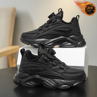 CEO ABC童鞋儿童黑色运动鞋旋转扣校园男童小黑鞋冬季加绒二棉鞋